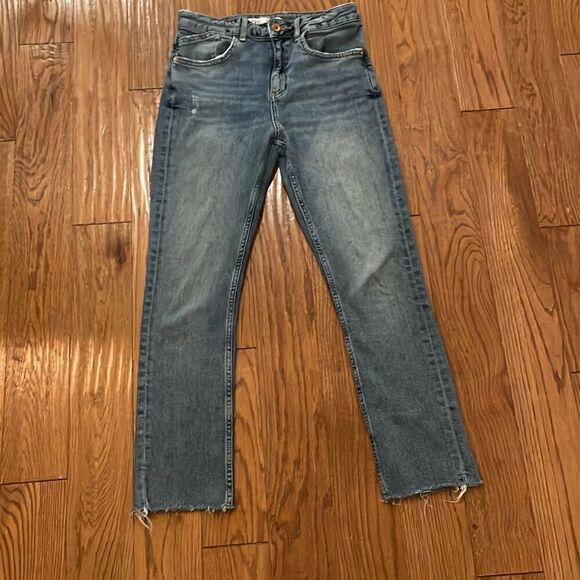 Zara high rise medium wash raw hem skinny jean 6 - Picture 3 of 10